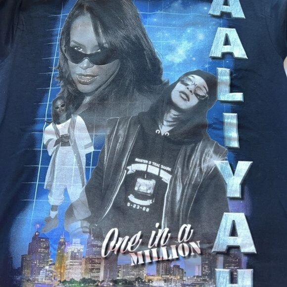 Aaliyah Womens Graphic Tee One In A Million Print Size S Black Cotton - Picture 2 of 7